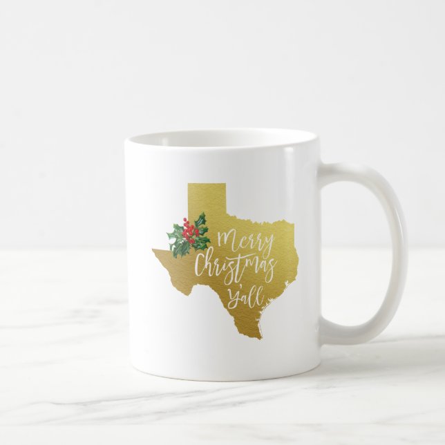 Caneca De Café Feliz Natal Y'all Texas Mug (Direita)