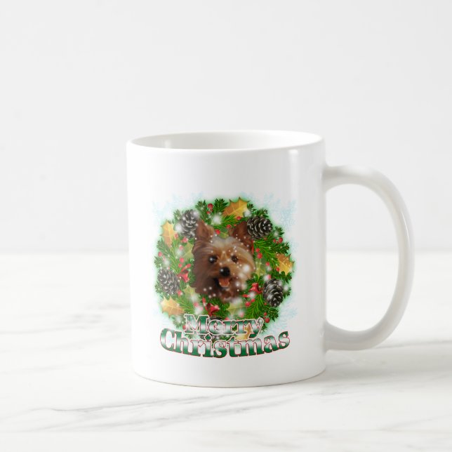 Caneca De Café Feliz Natal Yorkie (Direita)