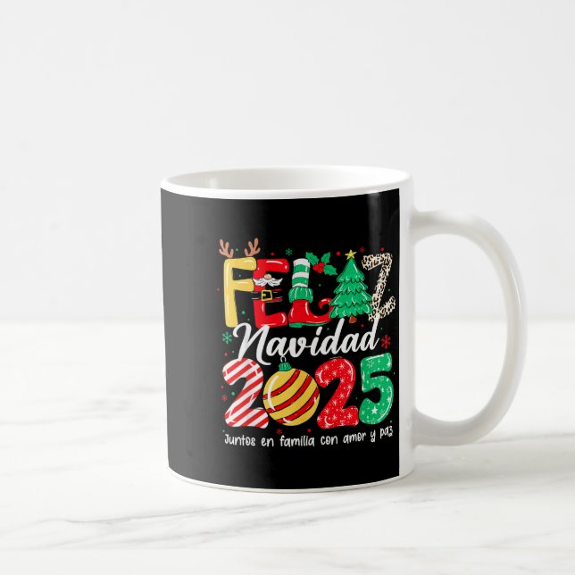 Caneca De Café Feliz Navidad 2025 Spanish Christmas Mexican Famil (Direita)