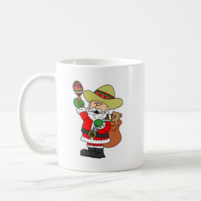 Caneca De Café Feliz Navidad Cartoon Papais noeis Feliz Natal (Esquerda)