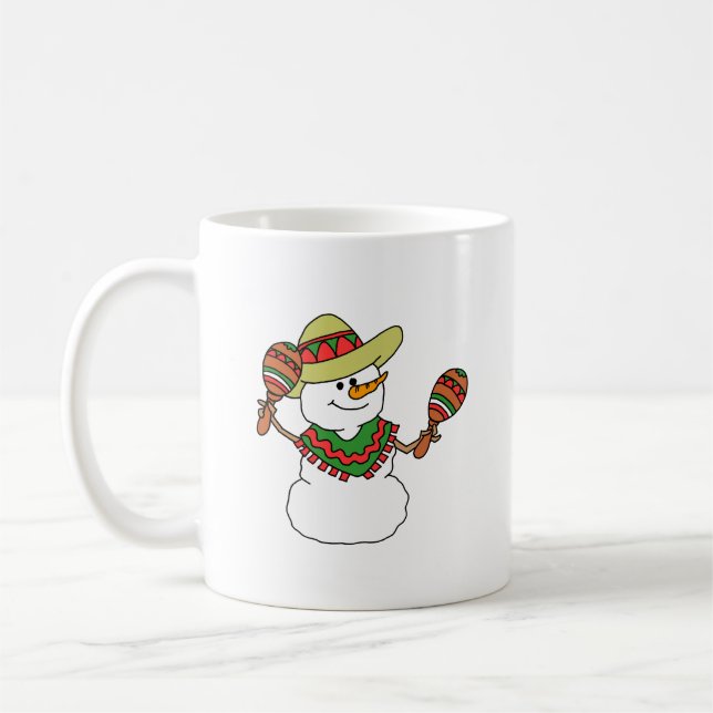 Caneca De Café Feliz Navidad Cartoon Snowman Feliz Natal (Esquerda)