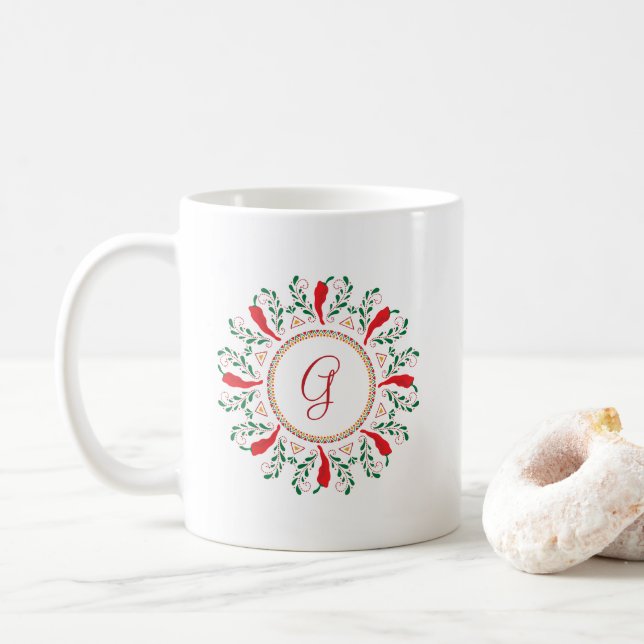 Caneca De Café Feliz Navidad Red Chile Pepper (Com Donut)