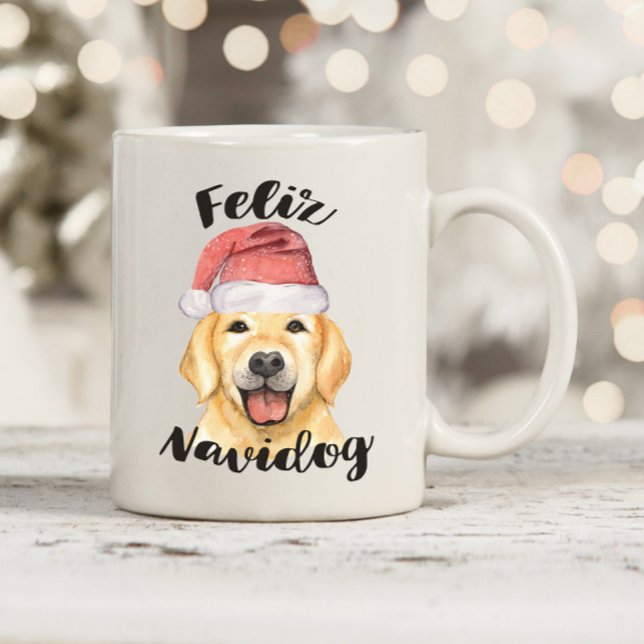 Caneca De Café Feliz Navidog Christmas Dog  (Criador carregado)