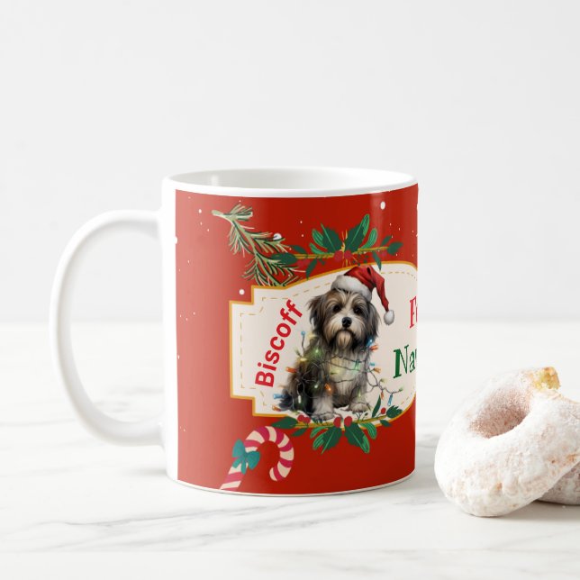 Caneca De Café Feliz Navidog Personalizável (Com Donut)