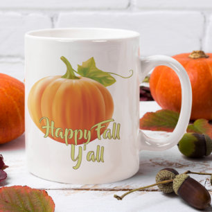 Caneca De Café Feliz Outono para Todos Citação e Motivo de Abóbor