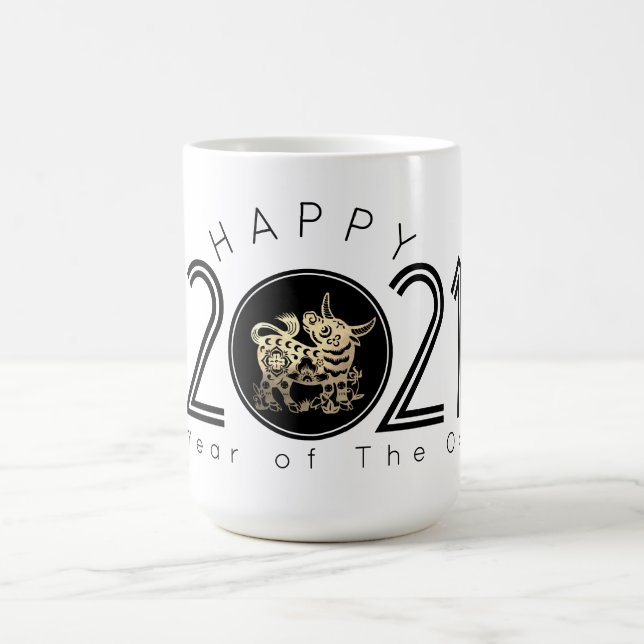 Caneca De Café Feliz Ox Chinês Ano Novo 2021 L Mug (Centro)