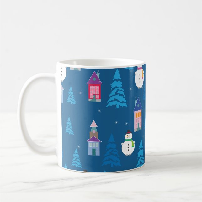 Caneca De Café Feliz Padrão de Natal (Esquerda)