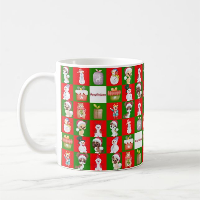 Caneca De Café Feliz padrão de Natal (Esquerda)