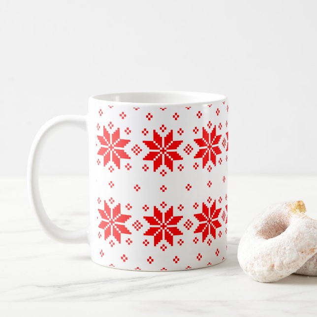 Caneca De Café Feliz padrão de Natal 5 (Com Donut)