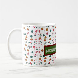 Caneca De Café Feliz Padrão de Natal Elegante