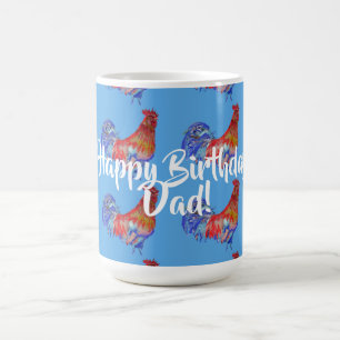 Caneca De Café Feliz Pai de aniversário Red Rooster Nome Mug