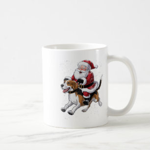 Caneca De Café Feliz Pai Natal A Andar No Natal Do Cachorro Da Be