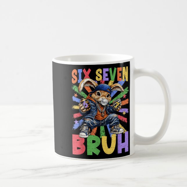 Caneca De Café Feliz Páscoa Bruh 6 7 Seis Sete 67 Coelho Páscoa O (Direita)