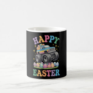 Caneca De Café Feliz Páscoa Caminhão Monstro Engraçado Esmaga Ovo