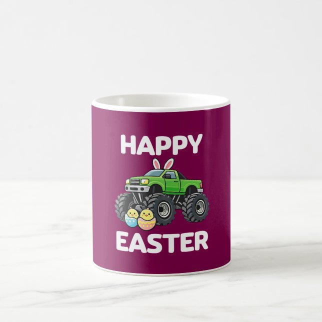 Caneca De Café Feliz Páscoa Caminhão Monstro Fofo Crianças (Centro)