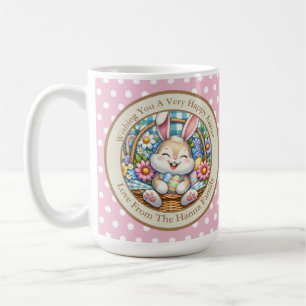 Caneca De Café Feliz Páscoa Com Coelhinho Fofo, Ovos e Floral