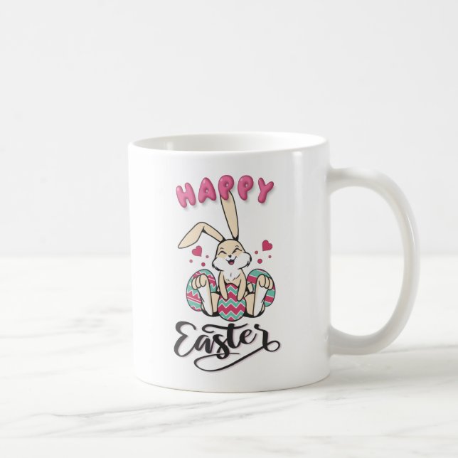 Caneca De Café Feliz Páscoa do adorável Coelho da Páscoa (Direita)