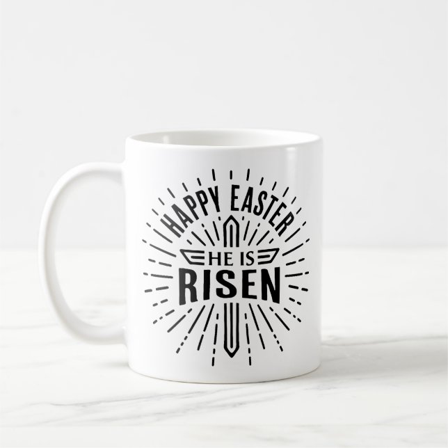 Caneca De Café Feliz Páscoa Ele ressuscitou (Esquerda)