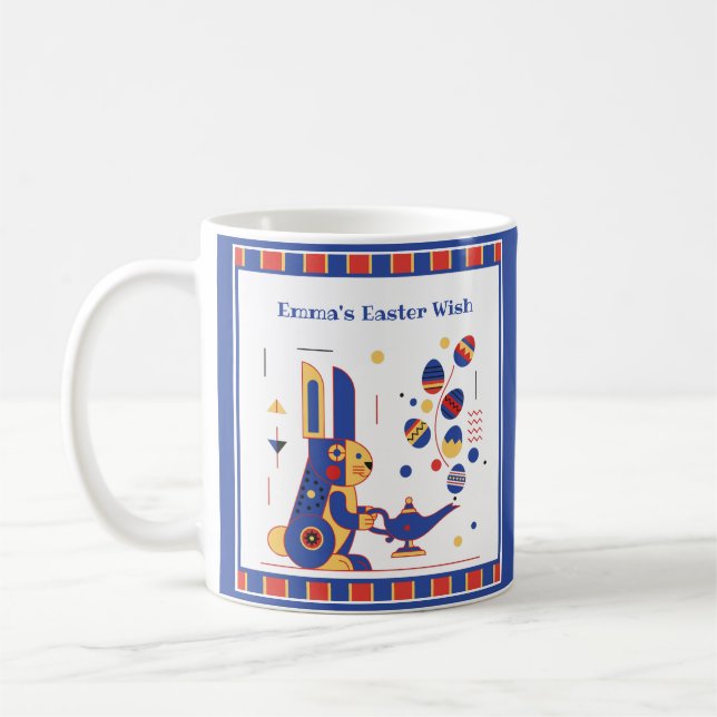 Caneca De Café Feliz Páscoa Fofa Personalizada adicione seu texto (Esquerda)