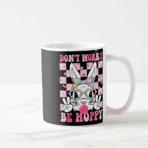 Caneca De Café Feliz Páscoa Groovy Bunny Face Não se Preocupe Sej