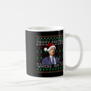 Caneca De Café Feliz Páscoa, Onde Estou Joe Biden Suéter Feio de