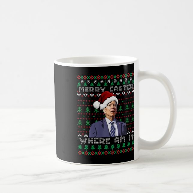Caneca De Café Feliz Páscoa, Onde Estou Joe Biden Suéter Feio de  (Direita)