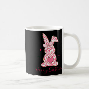 Caneca De Café Feliz Páscoa Rosa Floral Chinoiserie Bunny Garotas