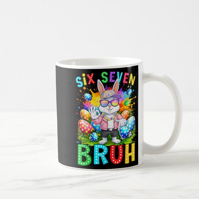 Caneca De Café Feliz Páscoa Seis Sete Bruh Meme Coelho Coelho Men (Direita)