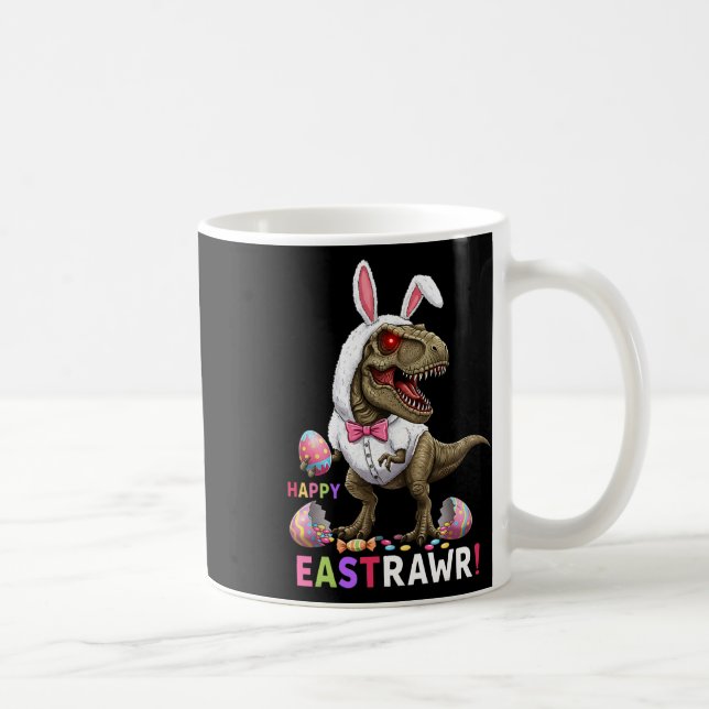 Caneca De Café Feliz Páscoa T Rex Dinossauro Coelho de Páscoa Doc (Direita)