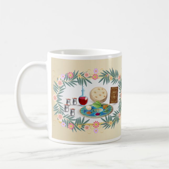 Caneca De Café Feliz Passover Holiday Pesach Seder (Esquerda)
