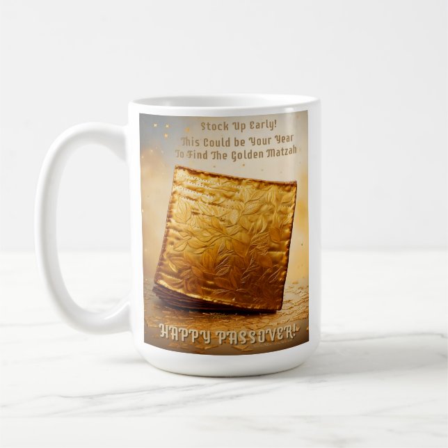 Caneca De Café Feliz Passover! Ouro Matzah (Esquerda)