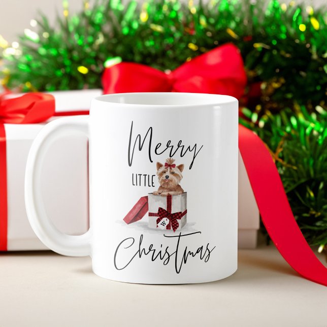 Caneca De Café Feliz Pequeno Natal Naughn Yorkshire Terrier (Merry Little Christmas Naughty Yorkshire Terrier Coffee Mug)