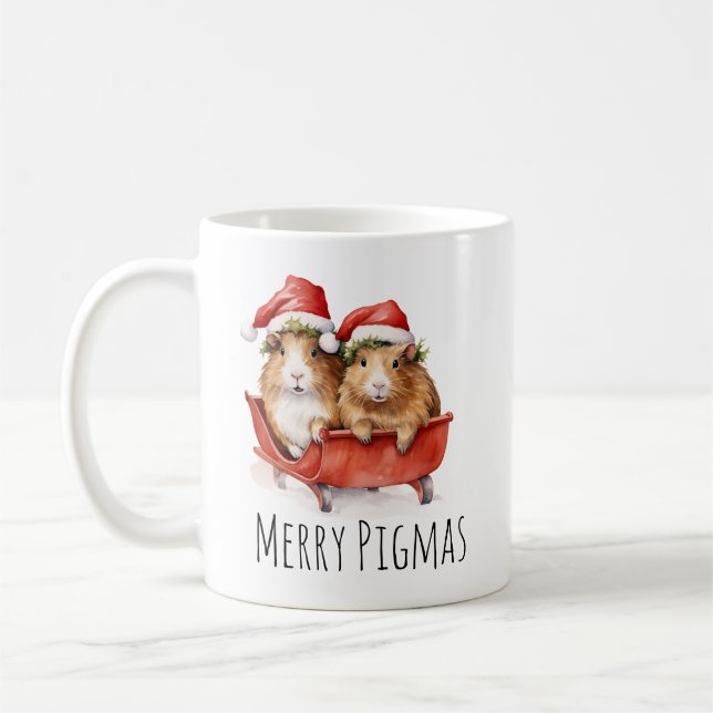 Caneca De Café Feliz Pigmas Natal Guiné Porco Café (Esquerda)