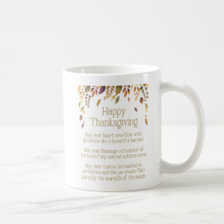 Caneca De Café Feliz Poema de Férias do Dia de Ação de Graças