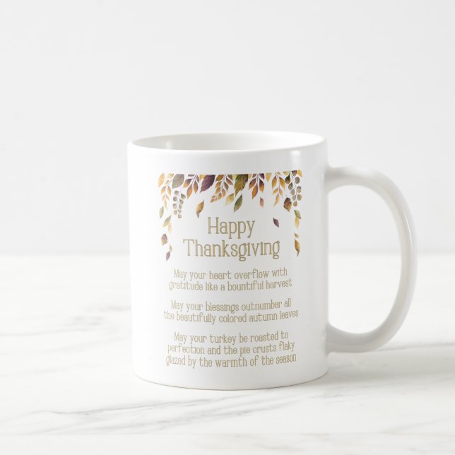 Caneca De Café Feliz Poema de Férias do Dia de Ação de Graças (Direita)