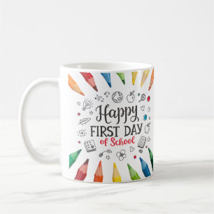 Caneca De Café Feliz Primeiro Dia da Escola   Engraçado de volta 