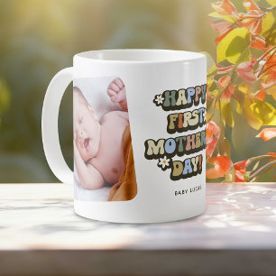 Caneca De Café Feliz Primeiro Dia das Mães Foto Retro