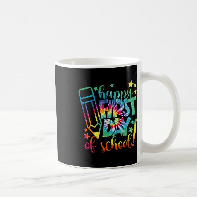 Caneca De Café Feliz Primeiro Dia De Aula Tie Dye De Volta À Esco (Direita)