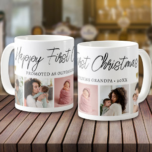 Caneca De Café Feliz Primeiro Natal Como Avô 5 Colagem de Fotos