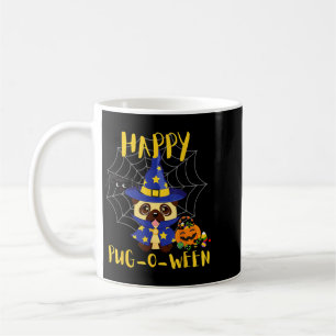 Caneca De Café Feliz Pug-O-Ween Cão Pug Divertido Halloween