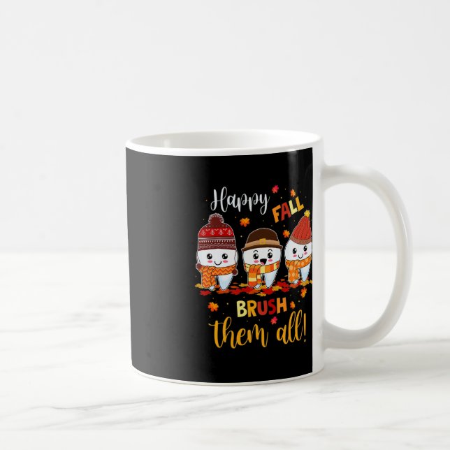 Caneca De Café Feliz Queda De Ação De Graças Escove Todos Os Dent (Direita)