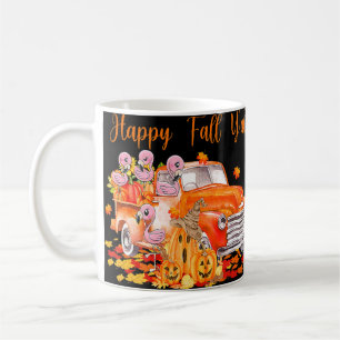 Caneca De Café Feliz Queda Vocês Todos Flamingo Caminhão Pumpkin