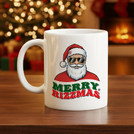 Caneca De Café Feliz Rizzmas Natal Retro Papai Noel Natal Diverti
