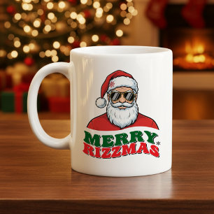 Caneca De Café Feliz Rizzmas Natal Retro Papai Noel Natal Diverti
