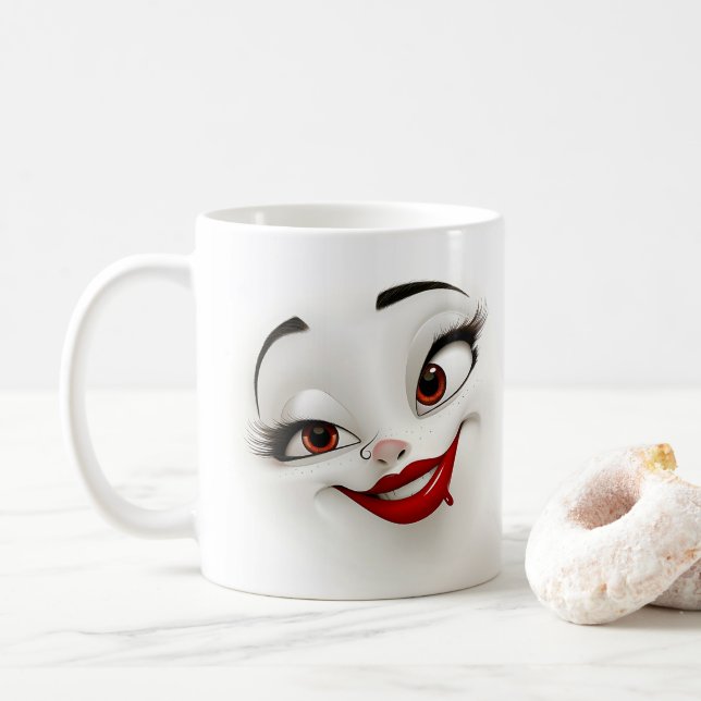 Caneca De Café Feliz Rosto Mug (Com Donut)