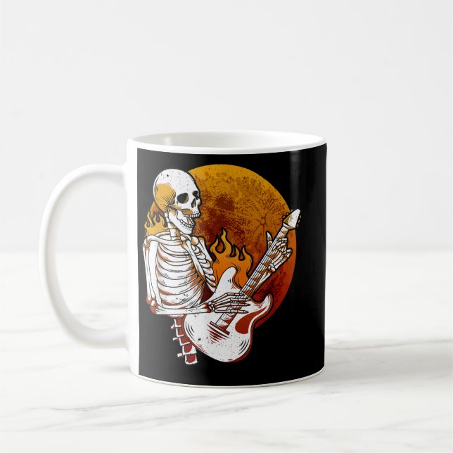 Caneca De Café Feliz Skeleton Cara de Violão Elétrico Spookee Hal (Esquerda)