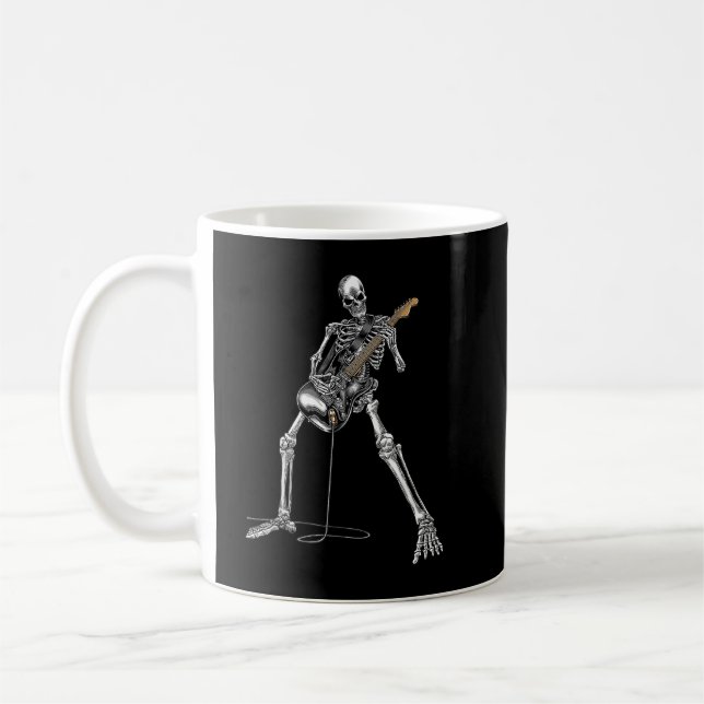 Caneca De Café Feliz Skeleton Guitar Cara, Rock And Roll Banda (Esquerda)