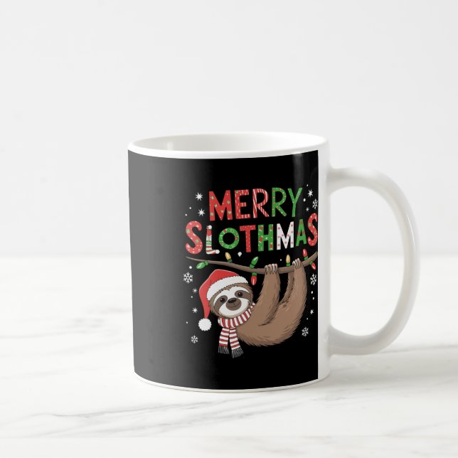 Caneca De Café Feliz Slothmas Santa Hat Pijamas Sloth Lover Girls (Direita)