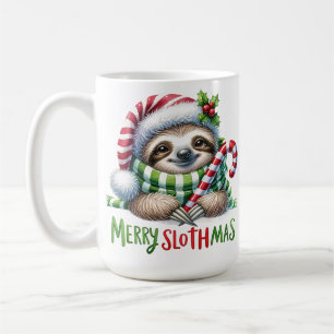Caneca De Café Feliz Slothmas Sloth Christmas Mug - Feriado Engra