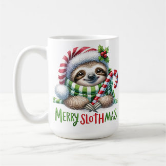 Caneca De Café Feliz Slothmas Sloth Christmas Mug - Feriado Engra
